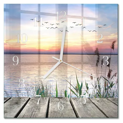 Produktbild von Tulup Glasuhr Wanduhr Küchenuhr Echt-Glas 30x30 cm Modern Dekorativ Geräuschlos Weiße Zeiger - See