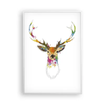 Produktbild von Gerahmtes Poster - Weißer Rahmen - Deer fantasie Graffiti Grafik - 70x100 cm - Wand Bild - Wanddeko - Wandbilder - Wandposter - Bilderrahmen - Bilder - Kunstdruck - Wandbild - P2WPA70x100-3161