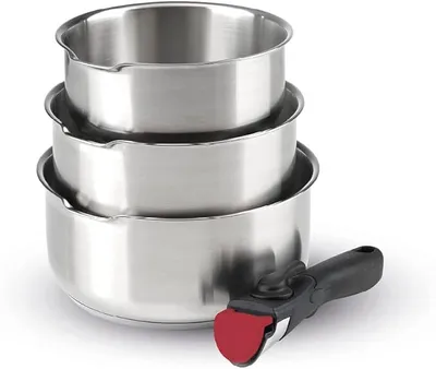Produktbild von Qulinart Grillpfannenset aus Edelstahl, abnehmbarer Griff - 3er Set