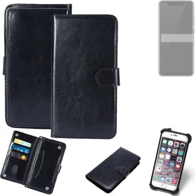 Produktbild von K-S-Trade 360° Hülle kompatibel mit ZTE Axon 9 Pro schwarz Kunstleder Case BookCase WalletCase Kunstlederederhülle Handyhülle, Rundumschutz Bumper