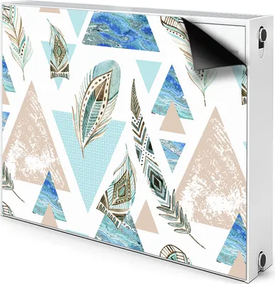 Produktbild von Magnet Heizkörper-Abdeckung Verkleidung Abdeckung Heizkörperabdeckung 100x60 cm  - Dreiecke und Federn