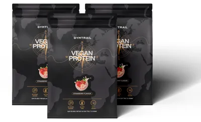 Produktbild von GYMTRAIL® Veganes Eiweißpulver aus Erbsenprotein 1500g | Pflanzliches Proteinpulver mit essenziellen Aminosäuren | Ohne Soja und Süßungsmittel mit Birkenzucker | Strawberry
