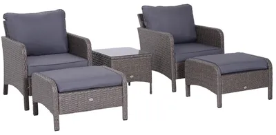 Produktbild von Outsunny 5-tlg. Polyrattan Sitzgruppe Sofagarnitur Gartenset Gartenmöbel Lounge