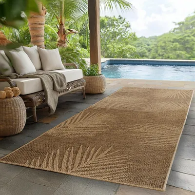 Image de Ayyildiz | Tapis d'extérieur TIMBER - 240 cm x 340 cm - Beige et marron - Résistant aux intempéries - Écologique