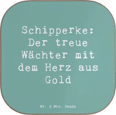 Produktbild von Mr. & Mrs. Panda Untersetzer für Gläser Spruch Schipperke Wächterherz - Meeresbrise - Geschenk, Hund, Tassenuntersetzer, Hunde, Hunderasse, Wachhund, gläseruntersetzer