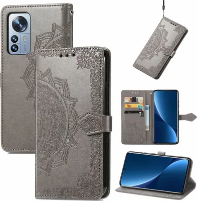 Produktbild von König Design Hülle kompatibel mit Xiaomi 12 Pro Kunstleder Handyhülle - Handy Case Grau