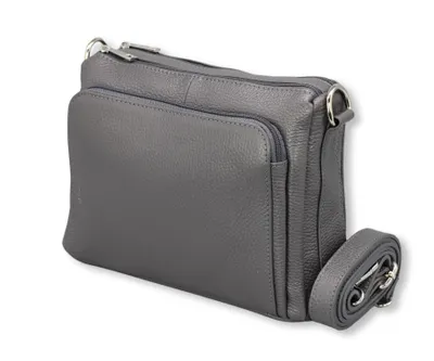 Produktbild von Adel Bags BECKY Schultertasche Leder, Umhängetasche für Damen, Dunkelgrau