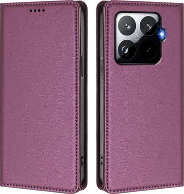 Image de Etui en cuir pour Xiaomi 15T Pro, étui magnétique en cuirPolyuréthaneavec support Violet