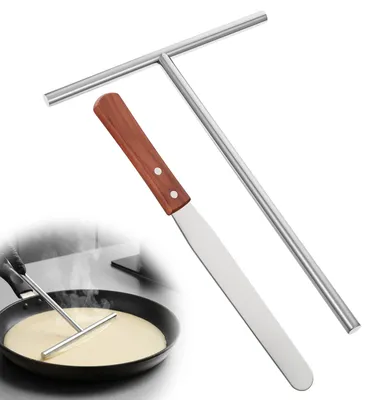 Crêpes-Verteller-Set, 2-teilig, Edelstahl, 26 cm, Spatel 32 cm