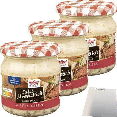 Produktbild von Hofgut Tafel Meerrettich 3er Pack (3x200g Glas) + usy Block
