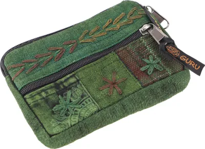Produktbild von Ethno Patchwork Portemonnaie, Geldbeutel, Mäppchen - Grün, Uni - Erwachsene, Baumwolle, 11*16*1 cm, Portemonnaies