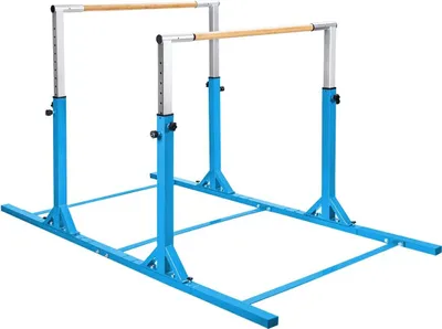 Produktbild von GOPLUS Gymnastik Turnreck, Turnstangen Breiten- & höhenverstellbar, Reckstange aus Metall bis zu 100kg, Gymnastikstange für Kinder von 6-12 Jahren, Blau