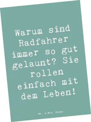 Produktbild von Mr. & Mrs. Panda Postkarte Spruch Radsport Glück - Meeresbrise - Geschenk, Freiheit, Grußkarte, Leidenschaft, Handgefertigte Produkte, Sportler, einzelkarte, Sportart