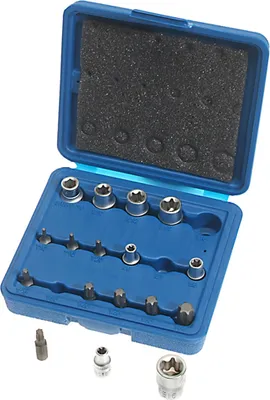 Produktbild von Steckschlüssel Bit Satz TORX E-Profil  E6-16 + T-Profil T10-55 Einsätze 17-tlg.
