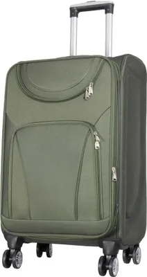 Produktbild von Warenhandel König, Reisekoffer Maribor, Nylon, Grün, 4 Rollen, Handgepäck, Größe L, 68x41cm, 60L, ca. 3kg, Leichtbauweise, 2 Fronttaschen