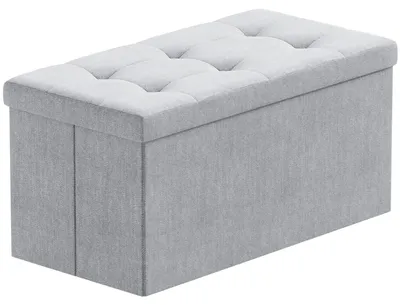 Faltbare Ottomane Fußhocker Aufbewahrung Grau 76x38x38 cm