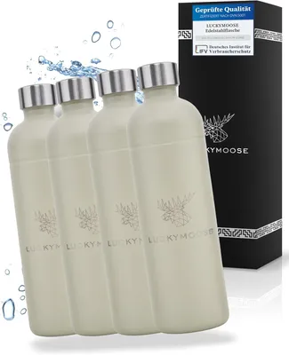 Produktbild von Luckymoose Infinity 4x Edelstahlflaschen Wassersprudler 1,25L – Kompatibel mit der LM Infinity Serie, Aarke Carbonator 3 und Brita SodaOne