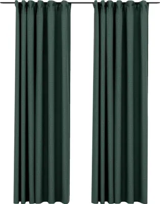 Zdjęcie produktu dla vidaXL Zasłony zaciemniające haczyki o wyglądzie lnu 2 szt. Zielone 140x245 cm