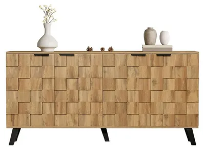 Produktbild von Moderner Schrank mit vier Türen, geräumiges Aufbewahrungsmöbel, 160,5 x 35,5 x 78 cm