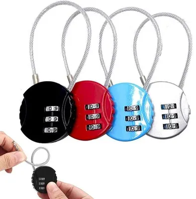 Immagine prodotto di Lucchetto a combinazione, 4 pezzi, lucchetto a cavo, mini, a 3 cifre, per borse e zaini