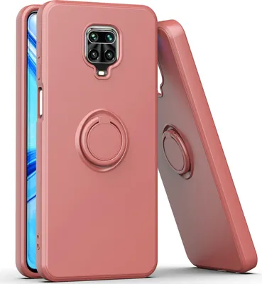 Produktbild von Redmi Note 9 Pro Handyhülle, Ring Halter Ständer Kratzfeste Weiche Silikon schutzhülle für Xiaomi Redmi Note 9S/9 Pro/9 Pro Max bordeaux