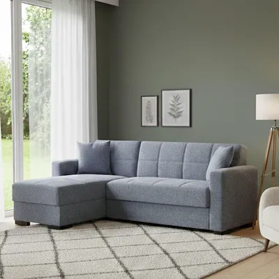 Immagine prodotto di Dmora Divano Letto con Penisola Armadillo 150x227 cm Nero, Contenitore di Apertura Click-clack