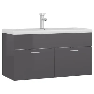 Immagine prodotto di vidaXL Mobiletto con lavabo incorporato grigio lucido