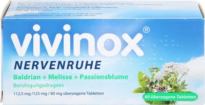 Produktbild von Vivinox Nervenruhe Baldrian + Melisse + Passionsblume .Beruhigungsdragees, 40 St. Dragees