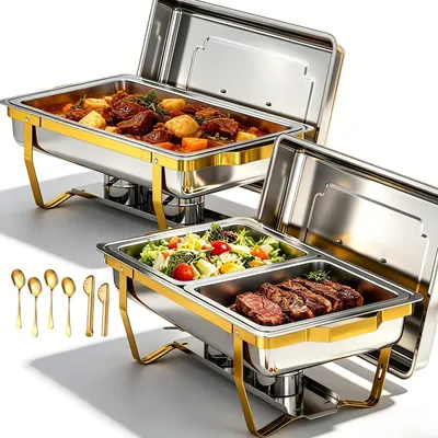 Buffet-Set 2er-Pack, 9 QT, Gold, Edelstahl, klappbar