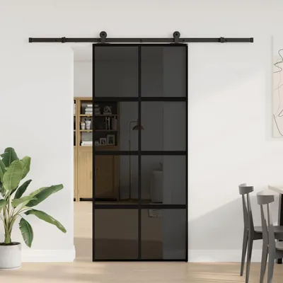 Produktbild von vidaXL Schiebetür mit Beschlag 90x205 cm Hartglas und Aluminium
