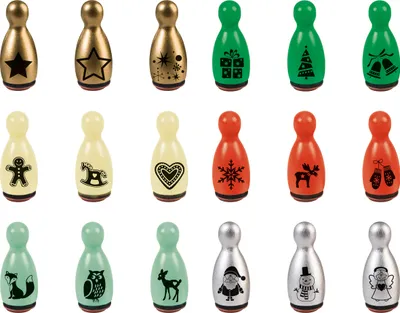 Produktbild von HEYDA 204888689 Stempel-Figuren Weihnachten Holz farbig lackiert