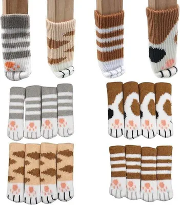 Produktbild von Famanu Möbelsohlen - Möbelsohlen für Stuhlbeine - Stuhlsohlen mit Katzenpfoten-Design - für Tische - Bodenschutz
