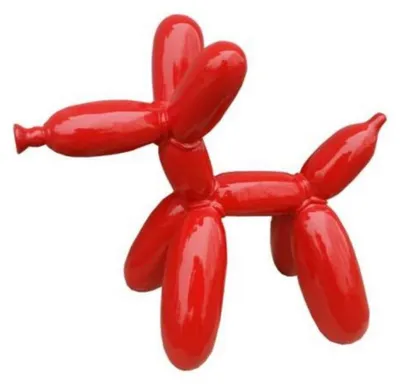 Zdjęcie produktu dla Casa Padrino Luxury Designer Deco Sculpture Balloon Dog Red 62 x H. 57 cm - Duża figurka dekoracyjna - Dekoracja salonu - Dekoracja ogrodu - Luksusowe figurki