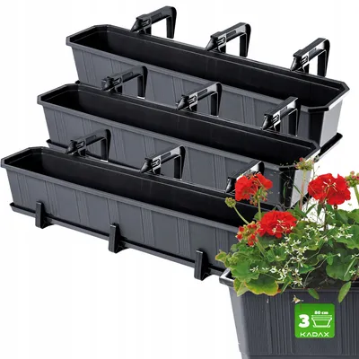 Produktbild von KADAX Blumentopf "Oste", Topf mit Griffen, 80cm, Graphit, 3 Stück