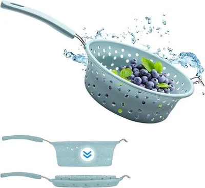 Image de Passoire de cuisine 21 cm en acier inoxydable et silicone vert