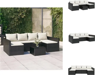 Produktbild von vidaXL 2-tlg. Garten-Lounge-Set mit Kissen Schwarz Poly Rattan -  Gartenmöbel-Sets