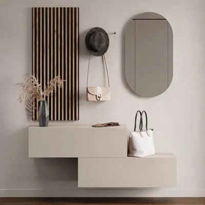 Produktbild von Flurgarderobe 2x 100 cm mit Wandpaneele und Spiegel ohne LED-Beleuchtung Kaschmir