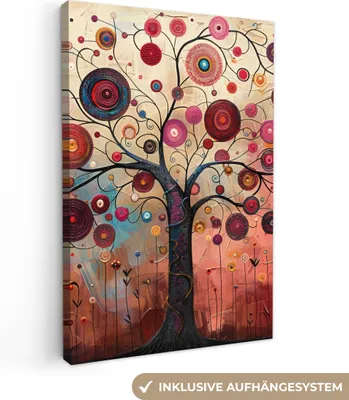Produktbild von Leinwand Bilder 80x120 cm - Lebensbaum - Lila - Abstrakt - Kunst, Bilder, Wanddeko Wohnzimmer
