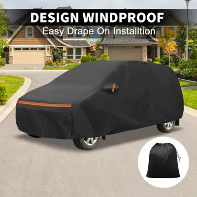 Image de Housse Voiture Pour Vw Transporter T6 2015-2019 Peva Coton Spunlace ExtšŠrieur Housse Complššte Toutes Saisons ImpermšŠable Coupe-Vent Protection Soleil Pluie Neige Fermeture Noir