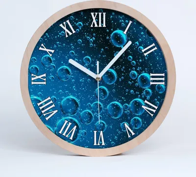 Produktbild von Holzuhr 25fi cm wanduhr - weiße Spitzen - Blasen unter Wasser