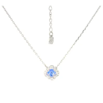 Produktbild von Swarovski Damen Swarovski Sparkling Dance Halskette Glücksklee, Blau, Rhodiniert  5642927