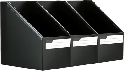 Produktbild von Zeitschriftenhalter Set von 3, Faltbarer Blätterhalter, 25(H) x 24(D) x 15(B) cm, Schwarz, für Büro