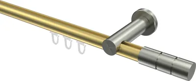Produktbild von Interdeco Innenlaufstange / Gardinenstange mit Innenlauf Messing-Optik / Edelstahl-Optik, Typ Platon Elanto (Rillenzylinder), 20 mm Ø 1-läufig, 140 cm