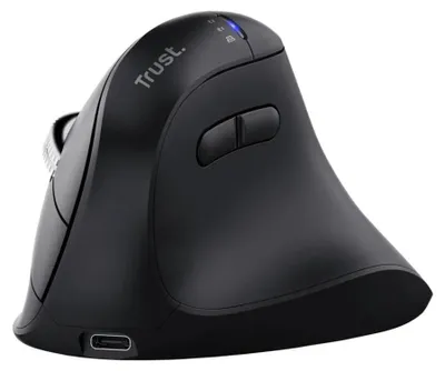 Zdjęcie produktu dla Trust Vyran, Po prawej stronie, Projekt pionowy, Optyczny, RF Wireless + Bluetooth, 4800 DPI, Czarny