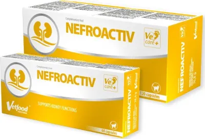 Zdjęcie produktu dla VetFood NefroActiv – suplement wspomagający funkcję nerek u psów i kotów, 120 kapsułek