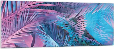 Produktbild von Bilder auf glas - Einteilig - Blätter Rosa Blau - 140x50cm - Glasbilder - Wandbilder - Bilder - zum Aufhängen bereit - Wanddekoration aus Glas - Glas Bilder - Wandbild auf Glas - GAB140x50-4401