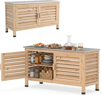 Imagen del producto de Armario de jardín con puertas de listones, armario para herramientas de madera de pino