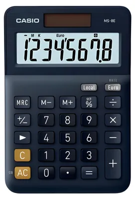 Productafbeelding van Casio® MS-8E rekenmachine - MS-8E - Werkt op zonne-energie/batterij, 8 cijfers, LCD-display, zilverblauw