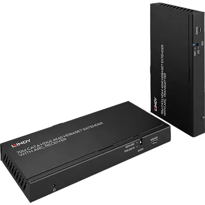 Zdjęcie produktu dla Lindy 38349, 3840 x 2160 px, Nadajnik i odbiornik AV, 70 m, Przewodowa, Czarny, HDCP