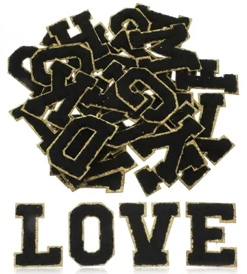 26 Chenille-Buchstaben-Patches A-Z, selbstklebend, 5,7 x 5,3 cm, schwarz